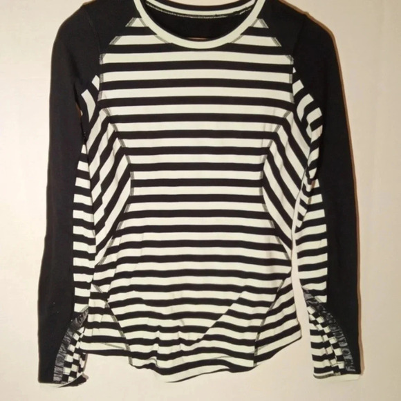 Lululemon Run reflective long sleeve top mint black stripes size 6 women - Picture 3 of 8